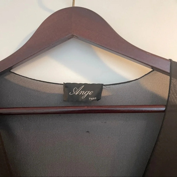 Vest top tunic 12 black mesh waist link Ange long sleeves - Picture 3 of 4